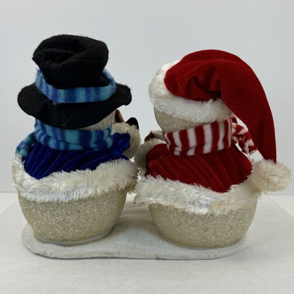 Vtg Lighted Animated Music Snowman Duo Melted Plastic Popcorn Winter Wonderland - Picture 8 of 14